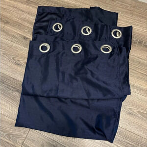 Curtains Dark Navy Blue Silver Rings 80" Long 39" Wide Each Panel  2 Panels